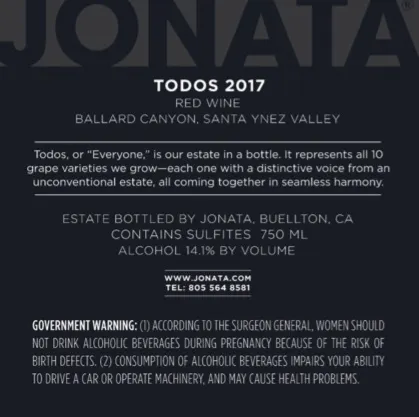 2017 Todos Back Label