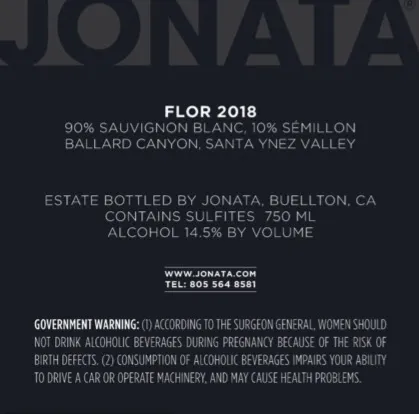 2018 Flor Back Label