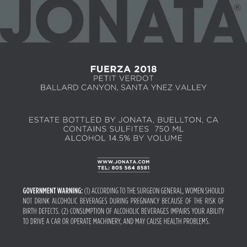 2018 Fuerza Back Label
