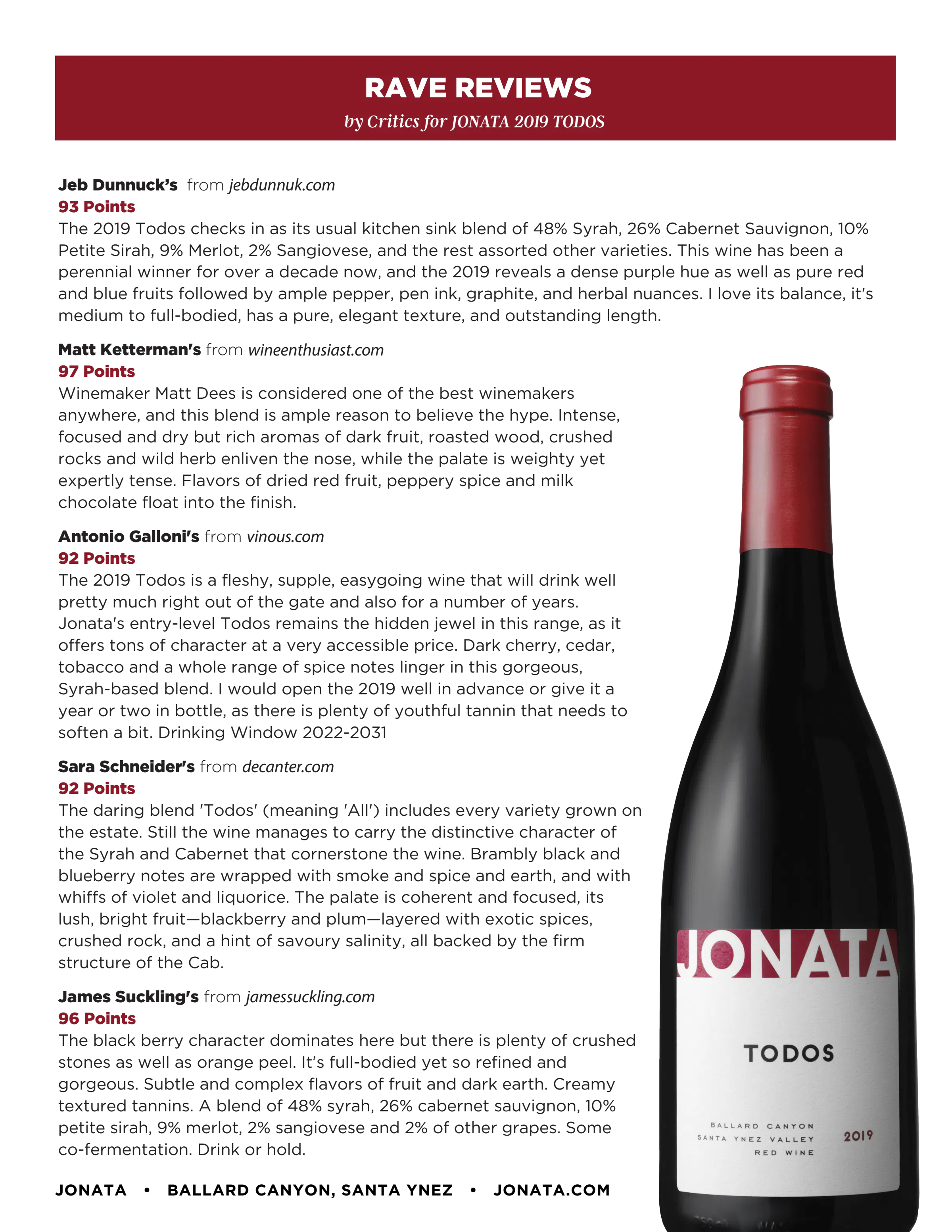 Jonata 2019 Todos Rave Review